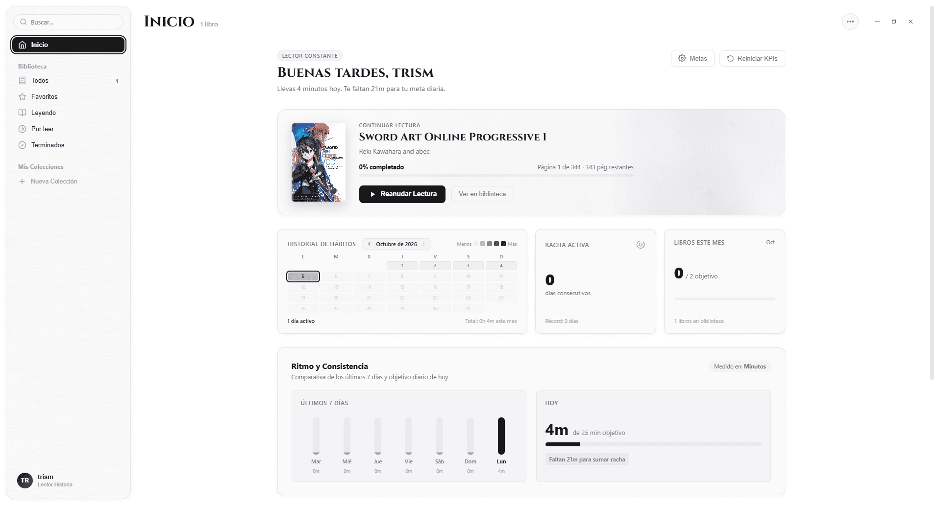 Historia App - Home & Habits en modo Claro