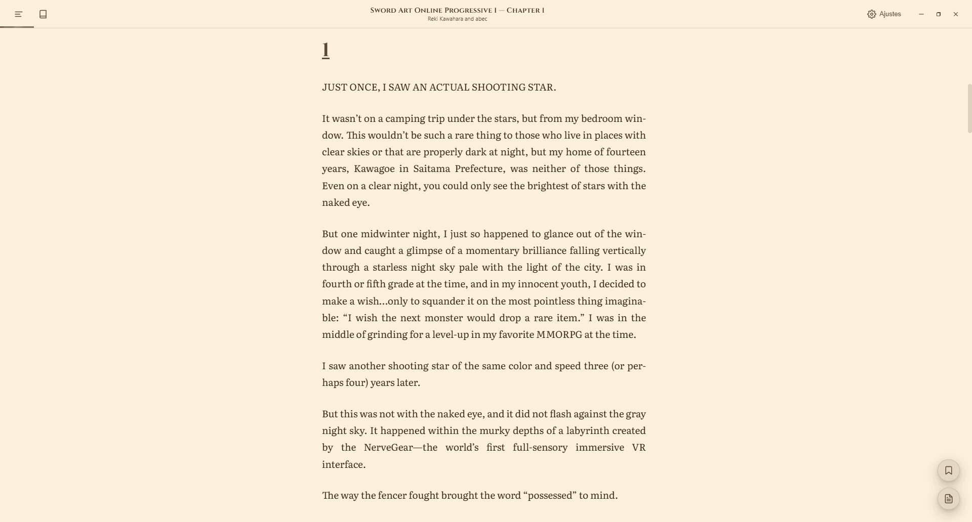 Historia App - Reader en modo Sepia